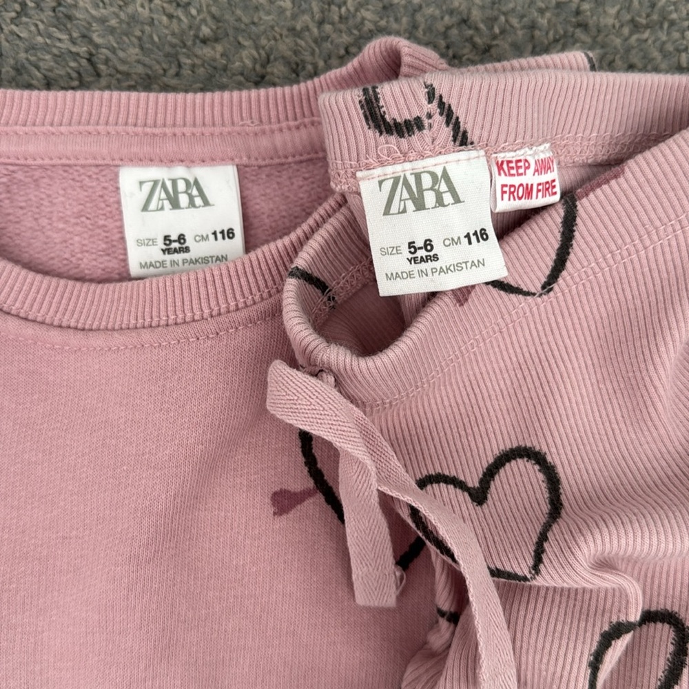 Zara Girls Grey Hearts on Pink Matching Set - Picture 2 of 2